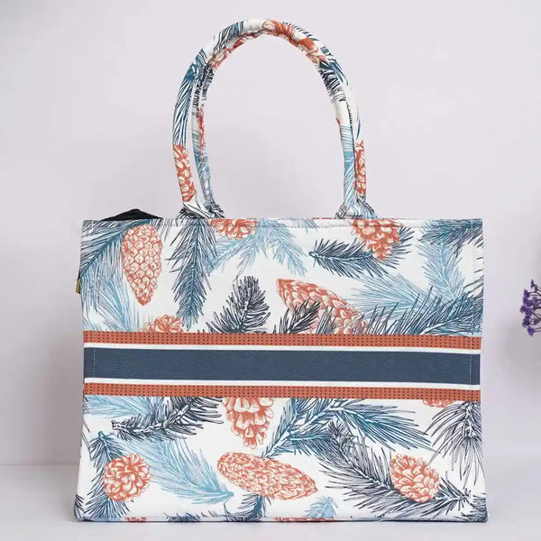 Customized Christmas Leafs Printed Box Tote Bag